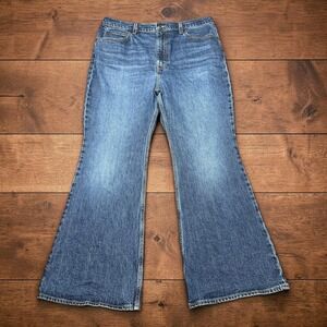 Levis Premium 70s High Flare Jeans Blue Medium Wash Size 34 Womens Inseam 30"